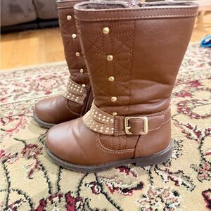 Brown Studded Boots with Buckle